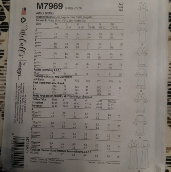 Pattern, McCall's, dress, baby doll boho, sizes extra small through medium - Picture 2 of 2